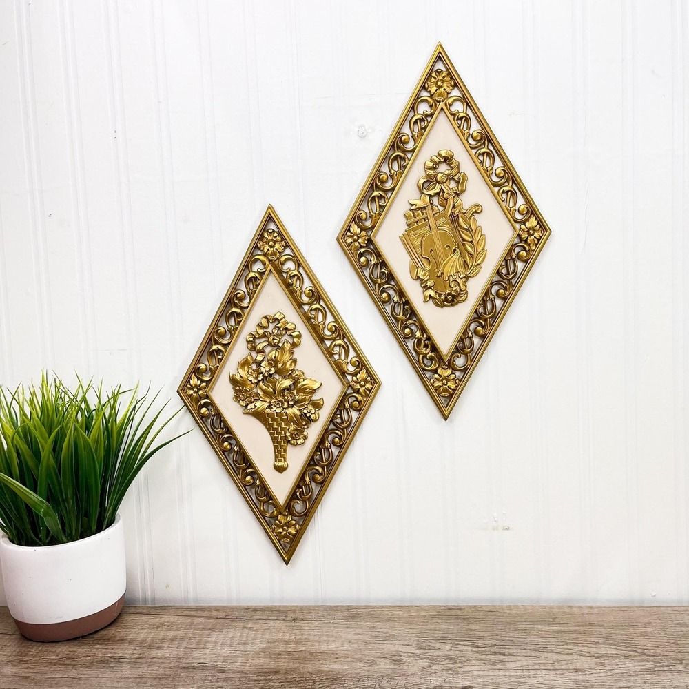 Faux Brass Gold‎ Wall Hanging Set of 2 - Burwood Interior Decor
